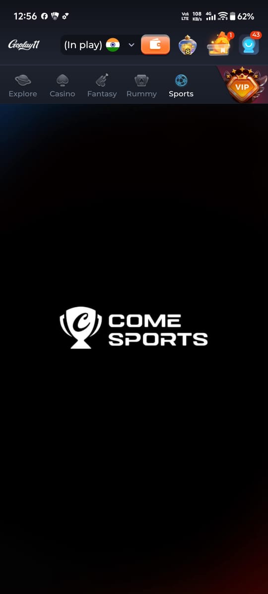 GoPlay11 sports section powered by Come Sports for live sports betting and online gaming entertainment.